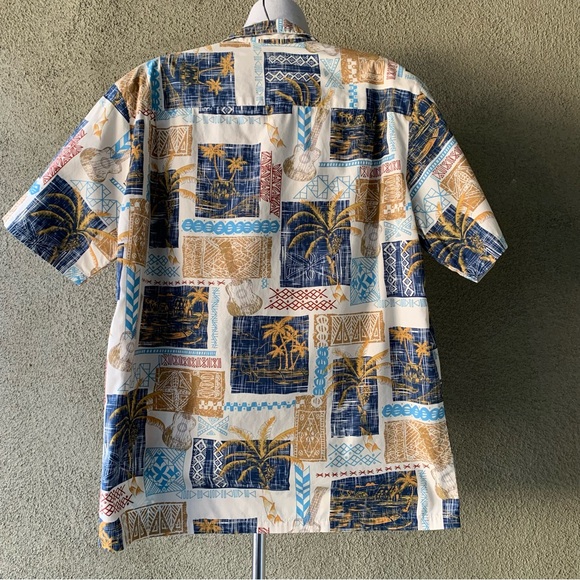 🌴 Men’s Hawaiian Aloha Shirt Tapa Ukulele size M 🌴 - Picture 3 of 11